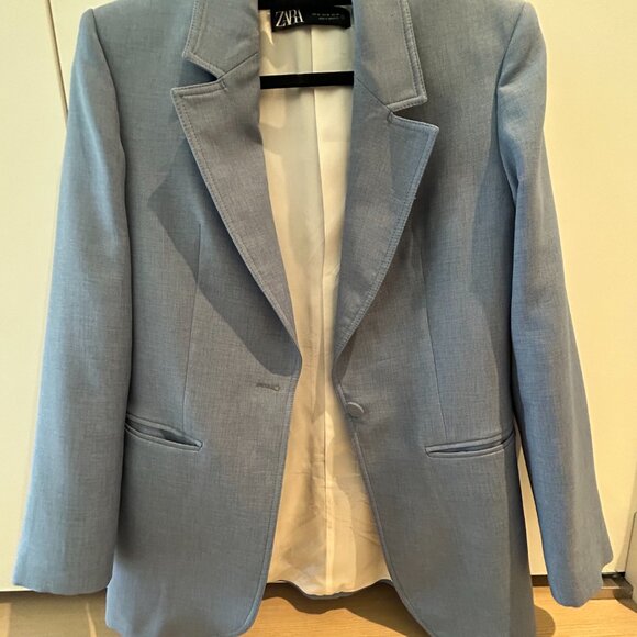 Zara Straight Cut Blue Blazer - Like New - Picture 7 of 8
